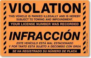 Bilingual Parking Violation Stickers | Pack of 50 Labels with Permanent Adhesive, 5 x 8 inch, Vehicle Illegally Parked Sticker, Hard to Remove Write-On Tickets, Fluorescent Orange Bilingual Parking Violation Stickers | Pack of 50 Labels with Permanent Adhesive, 5 x 8 inch, Vehicle Illegally Parked Sticker, Hard to Remove Write-On Tickets, Fluorescent Orange