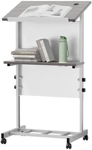 Podium Stand,Portable Lectern with 7 Adjustable Height Positions,Podium with Shelf and Cup Holder,Mobile Stand for Seminars and Schools (Silver Gray) Podium Stand,Portable Lectern with 7 Adjustable Height Positions,Podium with Shelf and Cup Holder,Mobile Stand for Seminars and Schools (Silver Gray)