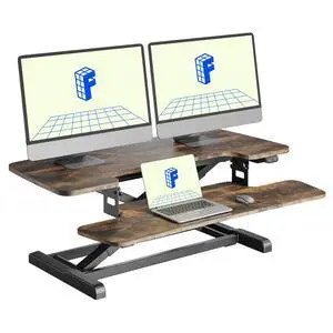 36" Electric Standing Desk Converter, Motorized Sit to Stand Desk Riser, Height Adjustable Desktop Dual Monitor Workstation with Large Keyboard Tray, Rustic Color 36" Electric Standing Desk Converter, Motorized Sit to Stand Desk Riser, Height Adjustable Desktop Dual Monitor Workstation with Large Keyboard Tray, Rustic Color