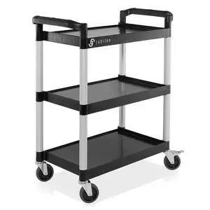 Heavy-Duty 3-Tier Utility Service Cart with Wheels, 31.5" x 37.5" Heavy-Duty 3-Tier Utility Service Cart with Wheels, 31.5" x 37.5"