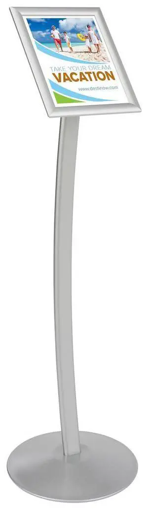 Floor-Standing Sign Stand, 8.5 x 11 inch | Silver Anodized Aluminum, Snap-Open Frame, CMB8511 Floor-Standing Sign Stand, 8.5 x 11 inch | Silver Anodized Aluminum, Snap-Open Frame, CMB8511