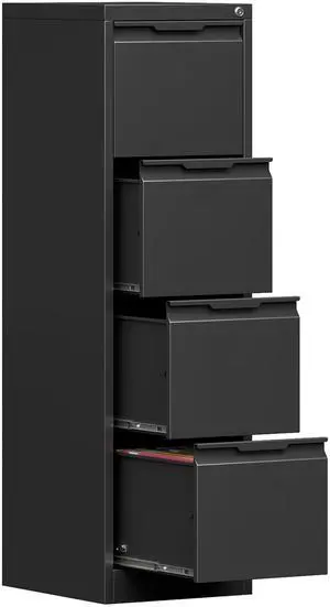 4 Drawer File Cabinet with Lock,17.8" Deep Vertical Metal Filing Cabinet for Home Office,Locking Drawer Tall for Hanging Letter/A4/Legal Folders, Easy Assemble-Black 4 Drawer File Cabinet with Lock,17.8" Deep Vertical Metal Filing Cabinet for Home Office,Locking Drawer Tall for Hanging Letter/A4/Legal Folders, Easy Assemble-Black