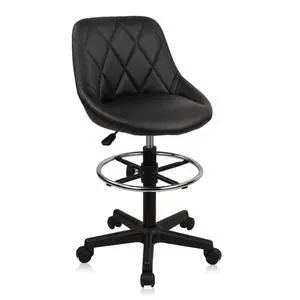 Drafting Chair with Backrest, Faux Leather Height Adjustable Rolling Swivel Stool with Foot Ring, Ergonomic Tall Standing Desk Office Chair with Wheels for Workshop Kitchen Bar Counter Drafting Chair with Backrest, Faux Leather Height Adjustable Rolling Swivel Stool with Foot Ring, Ergonomic Tall Standing Desk Office Chair with Wheels for Workshop Kitchen Bar Counter