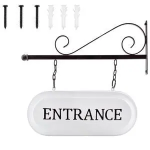 Wall-Mounted Metal Entrance Sign, Farmhouse Enamelware 2-Sided Business Reception/Office Sign Wall-Mounted Metal Entrance Sign, Farmhouse Enamelware 2-Sided Business Reception/Office Sign
