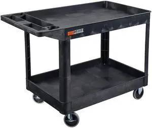 Tubstr Extra Large Two-Shelf Utility Cart with Heavy-Duty Wheels | 500 lb. Capacity Rolling Utility & Tool Cart for Warehouses, Industrial Settings, Auto Garages, & More (Black, 45.5 x 24.5) Tubstr Extra Large Two-Shelf Utility Cart with Heavy-Duty Wheels | 500 lb. Capacity Rolling Utility & Tool Cart for Warehouses, Industrial Settings, Auto Garages, & More (Black, 45.5 x 24.5)