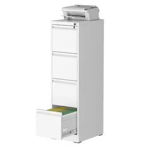 File Cabinet, 4 Drawer File Cabinet with Lock, Steel Vertical Filing Cabinets for Home Office, Heavy Duty File Storage Cabinet for Legal/Letter/A4 Documents, Easy to Assemble, White File Cabinet, 4 Drawer File Cabinet with Lock, Steel Vertical Filing Cabinets for Home Office, Heavy Duty File Storage Cabinet for Legal/Letter/A4 Documents, Easy to Assemble, White
