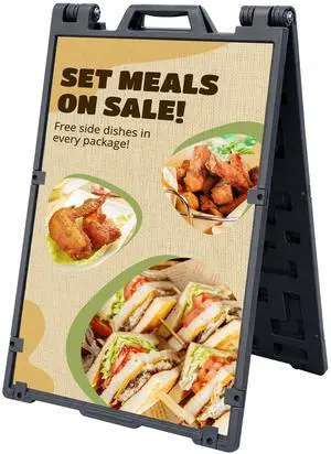 24"x36" A Frame Sign Stand, Double-Sided Heavy Duty Outdoor Large Signboard Portable Folding Poster Frame with Sand Fill Holes, Weather Resistant for Store, Cafés, Weddings, Street advertising 24"x36" A Frame Sign Stand, Double-Sided Heavy Duty Outdoor Large Signboard Portable Folding Poster Frame with Sand Fill Holes, Weather Resistant for Store, Cafés, Weddings, Street advertising