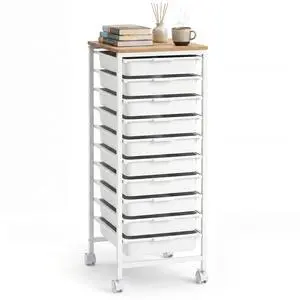10-Drawer Rolling Storage Cart w/Lockable Wheels(White) | Utility Cart w/ Wood Top, Art Craft Organizer for Home, School, Paper Storage, Craft Room, Classroom, Office & Dorm Supplies 10-Drawer Rolling Storage Cart w/Lockable Wheels(White) | Utility Cart w/ Wood Top, Art Craft Organizer for Home, School, Paper Storage, Craft Room, Classroom, Office & Dorm Supplies