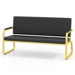 Waiting Chair, 56 Office Guest Chair (Gold) | Reception Seating with Padded Cushion, Durable Metal Frame, for Beauty Salon Barber Shop Waiting Chair, 56 Office Guest Chair (Gold) | Reception Seating with Padded Cushion, Durable Metal Frame, for Beauty Salon Barber Shop