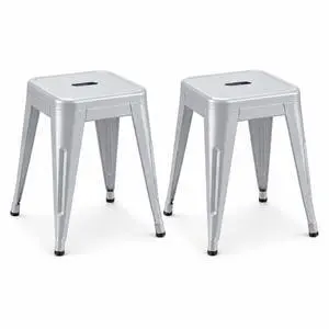 18 Inch Silver Black Metal Bar Stools, Backless Set of 2 | Counter Height, Footrest, Non Slip Feet, Water Resistant, Stain Resistant, Easy to Clean, Patio, Cafe 18 Inch Silver Black Metal Bar Stools, Backless Set of 2 | Counter Height, Footrest, Non Slip Feet, Water Resistant, Stain Resistant, Easy to Clean, Patio, Cafe