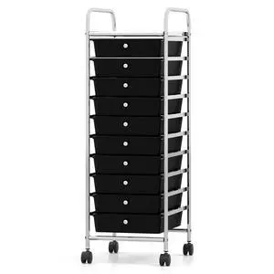 10-Drawer Rolling Storage Cart, Utility Cart with Metal Frame, Lockable Wheels & Removable Drawers, Multipurpose Art Craft Organizer for Home Office Classroom (Black) 10-Drawer Rolling Storage Cart, Utility Cart with Metal Frame, Lockable Wheels & Removable Drawers, Multipurpose Art Craft Organizer for Home Office Classroom (Black)