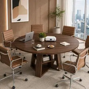 43 59" Wooden Extendable Round Conference Table 4-6-8 People | Convertible Oval Meeting Room Table,Office Table with Thicken Tabletop, Apartment Kitchen Dining Room, Walnut 43 59" Wooden Extendable Round Conference Table 4-6-8 People | Convertible Oval Meeting Room Table,Office Table with Thicken Tabletop, Apartment Kitchen Dining Room, Walnut