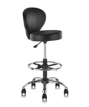 PVC Faux Leather Drafting Chair Rolling Swivel Salon Stool Seat Adjustable Height 30 Inch with Back Support Foot Rest Hydraulic Wide Seat Diameter 15 in for Tattoo Beauty Barber Lash PVC Faux Leather Drafting Chair Rolling Swivel Salon Stool Seat Adjustable Height 30 Inch with Back Support Foot Rest Hydraulic Wide Seat Diameter 15 in for Tattoo Beauty Barber Lash