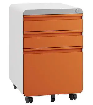 3 Drawer Metal Rolling File Cabinet Under Desk Filing Cabinet Orange | 16"W x 18"D x 24"H, Lockable, 5 Wheels, Fully Assembled, Letter/Legal Size, Suitable for Home Office 3 Drawer Metal Rolling File Cabinet Under Desk Filing Cabinet Orange | 16"W x 18"D x 24"H, Lockable, 5 Wheels, Fully Assembled, Letter/Legal Size, Suitable for Home Office
