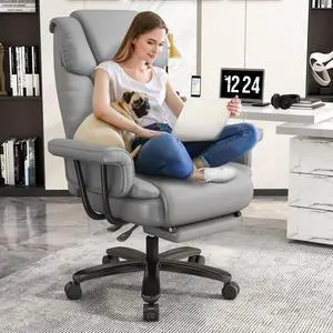 Criss Cross Chair with Wheels, 160°Big and Tall Reclining Office Desk Chair with High Back, Wide Seat, Arms, Footrest, Grey Criss Cross Chair with Wheels, 160°Big and Tall Reclining Office Desk Chair with High Back, Wide Seat, Arms, Footrest, Grey