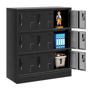 9 Door Metal Lockers for Employees, Black Lockable Steel Locker with Lock and Card Slot for Office, Gym, School, Home, Garage, Assembly Required 9 Door Metal Lockers for Employees, Black Lockable Steel Locker with Lock and Card Slot for Office, Gym, School, Home, Garage, Assembly Required