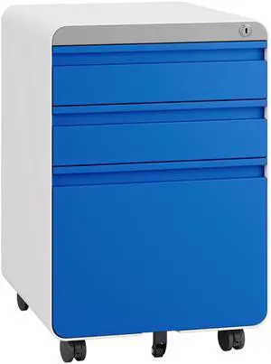 3 Drawer Metal Rolling File Cabinet Under Desk Filing Cabinet Blue | 16"W x 18"D x 24"H, Lockable, 5 Wheels, Fully Assembled, Letter/Legal Size, Suitable for Home Office 3 Drawer Metal Rolling File Cabinet Under Desk Filing Cabinet Blue | 16"W x 18"D x 24"H, Lockable, 5 Wheels, Fully Assembled, Letter/Legal Size, Suitable for Home Office