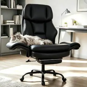 Big and Tall Office Chair with Flip Armrests and Footrest (Black) | 500LBS, Cat-Scratch Resistant Leather Cross Legged Chair w/Side Pocket, Adjustable Computer Desk Vanity Chair for Home Office Big and Tall Office Chair with Flip Armrests and Footrest (Black) | 500LBS, Cat-Scratch Resistant Leather Cross Legged Chair w/Side Pocket, Adjustable Computer Desk Vanity Chair for Home Office