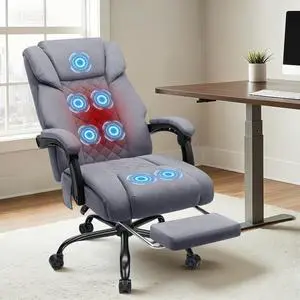 Heated Office Chair Massage Office Chair with Heat 400lbs Executive Reclining Home Desk Chair with Footrest,Linkage Armrests for Heavy People(Grey) Heated Office Chair Massage Office Chair with Heat 400lbs Executive Reclining Home Desk Chair with Footrest,Linkage Armrests for Heavy People(Grey)