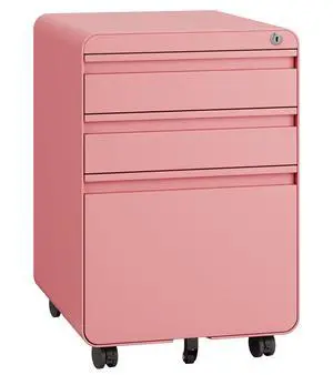 3 Drawer Metal Rolling File Cabinet Under Desk Filing Cabinet Pink | 16"W x 18"D x 24"H, Lockable, 5 Wheels, Fully Assembled, Letter/Legal Size, Suitable for Home Office 3 Drawer Metal Rolling File Cabinet Under Desk Filing Cabinet Pink | 16"W x 18"D x 24"H, Lockable, 5 Wheels, Fully Assembled, Letter/Legal Size, Suitable for Home Office