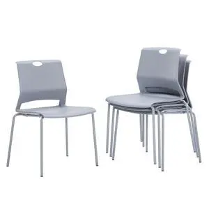 Waiting Room Chairs Set of 4, Grey Stack Chairs with Back, Stacking Chairs with Metal Legs Waiting Room Chairs Set of 4, Grey Stack Chairs with Back, Stacking Chairs with Metal Legs