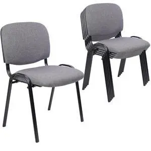 Stackable Waiting Room Chairs, Cloth Fabric Guest Reception Chair with Upholstered Thickene Seat and Back Support, Stacking Chair Metal Leg for Office School Church Conference, Grey, 5 Pack Stackable Waiting Room Chairs, Cloth Fabric Guest Reception Chair with Upholstered Thickene Seat and Back Support, Stacking Chair Metal Leg for Office School Church Conference, Grey, 5 Pack