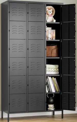 Metal Lockers for Employees,Lockable Storage Locker with Shelf,Large Lockers for Storage with Leg,Gym Locker,Steel Employee lockers for Home Office School Gym Garage (Black,18 Door) Metal Lockers for Employees,Lockable Storage Locker with Shelf,Large Lockers for Storage with Leg,Gym Locker,Steel Employee lockers for Home Office School Gym Garage (Black,18 Door)