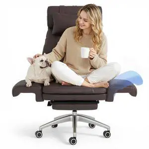 Oversized Big and Tall Office Chair, 180° Flip Armrests for Pets&Cross Legged, Computer Desk Chair with Footrest, Lounge Chairs for Home Office Gaming Working, ScratchSafe Air Leather, Brown Oversized Big and Tall Office Chair, 180° Flip Armrests for Pets&Cross Legged, Computer Desk Chair with Footrest, Lounge Chairs for Home Office Gaming Working, ScratchSafe Air Leather, Brown