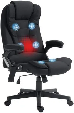 Vinsetto 6 Point Vibrating Massage Office Chair with Heat Black | Linen High Back Executive Office Chair, Reclining Backrest, Padded Armrests, Remote Vinsetto 6 Point Vibrating Massage Office Chair with Heat Black | Linen High Back Executive Office Chair, Reclining Backrest, Padded Armrests, Remote