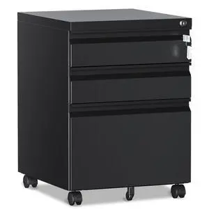 3 Drawer File CabinetMobile Filing Cabinet with Lock and WheelsUn-Assembled Metal Under Desk File Cabinets for A4/Letter/Legal SizeBlack 3 Drawer File CabinetMobile Filing Cabinet with Lock and WheelsUn-Assembled Metal Under Desk File Cabinets for A4/Letter/Legal SizeBlack