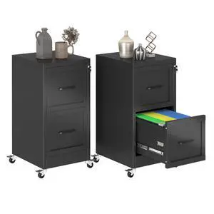2 Drawer Mobile File Cabinet with Wheels, Locked Under Desk Cabinet | Metal Filing Cabints with Lock, Black Rolling File Cabinet for Home Office, Fits Letter/Legal/A4 Size 2 Drawer Mobile File Cabinet with Wheels, Locked Under Desk Cabinet | Metal Filing Cabints with Lock, Black Rolling File Cabinet for Home Office, Fits Letter/Legal/A4 Size