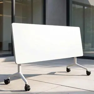 Folding Conference Room Tables, Modern Flip Top Training Table with Locking Wheels, Mobile Meeting Desk for Office, Seminar, Classroom and Meeting Room, White Folding Conference Room Tables, Modern Flip Top Training Table with Locking Wheels, Mobile Meeting Desk for Office, Seminar, Classroom and Meeting Room, White