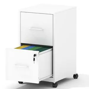 2 Drawer Mobile File Cabinet, Metal Under Desk Filing Cabinet with Lock and Wheels, Home Office Rolling File Cabinet for Legal/Letter Hanging File Folders, Un-Assembled, White 2 Drawer Mobile File Cabinet, Metal Under Desk Filing Cabinet with Lock and Wheels, Home Office Rolling File Cabinet for Legal/Letter Hanging File Folders, Un-Assembled, White
