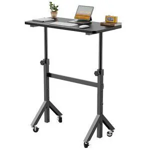 Small Standing Desk Adjustable Height, 6 Height Settings Up to 46.5, Walking Pad Desk with Triangular Leg Design, Smooth Mobility with Lockable Wheels, Standing Desk for Walking Pad, Black Small Standing Desk Adjustable Height, 6 Height Settings Up to 46.5, Walking Pad Desk with Triangular Leg Design, Smooth Mobility with Lockable Wheels, Standing Desk for Walking Pad, Black