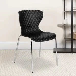 Contemporary Design Black Plastic Stack Chair | Contemporary, Contoured Back and Seat, Waterfall Seat Contemporary Design Black Plastic Stack Chair | Contemporary, Contoured Back and Seat, Waterfall Seat