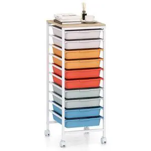 10-Drawer Rolling Storage Cart w/Lockable Wheels(Macaron) | Utility Cart w/ Wood Top, Art Craft Organizer for Home, School, Paper Storage, Craft Room, Classroom, Office & Dorm Supplies 10-Drawer Rolling Storage Cart w/Lockable Wheels(Macaron) | Utility Cart w/ Wood Top, Art Craft Organizer for Home, School, Paper Storage, Craft Room, Classroom, Office & Dorm Supplies
