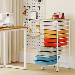 Rolling Cart with Drawers, 10 Drawer Rolling Storage Cart with Wooden Tabletop, Metal Frame & Lockable Wheels, Craft Organizers and Storage for Home Office Classroom (Macaron, 10-Drawer Small) Rolling Cart with Drawers, 10 Drawer Rolling Storage Cart with Wooden Tabletop, Metal Frame & Lockable Wheels, Craft Organizers and Storage for Home Office Classroom (Macaron, 10-Drawer Small)