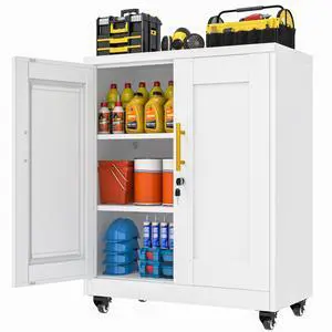 36" Metal File Garage Storage Cabinet with Lock and Wheels,Rolling Tool Steel Locker Organizer,3D Printer Table Cabinet with Filament and 2 Adjustable Shelves for Home Office,Studio,School (White) 36" Metal File Garage Storage Cabinet with Lock and Wheels,Rolling Tool Steel Locker Organizer,3D Printer Table Cabinet with Filament and 2 Adjustable Shelves for Home Office,Studio,School (White)