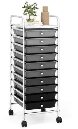 Craft Organizers and Storage Cart - Rolling Cart with 10 Drawers, Lockable Casters for Tools, Trolley Cart with Wheels, Utility Cart for School, Home Office, Craft Cart (Gradient Black) Craft Organizers and Storage Cart - Rolling Cart with 10 Drawers, Lockable Casters for Tools, Trolley Cart with Wheels, Utility Cart for School, Home Office, Craft Cart (Gradient Black)