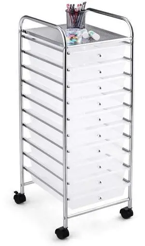Storage Cart W/10 Drawers,Rolling Wheels Mobile Cart | 34"H Metal Frame, Semi-Transparent Removable Drawers Rolling Wheels For Office School Home Beauty Salon File Craft Storage Storage Cart W/10 Drawers,Rolling Wheels Mobile Cart | 34"H Metal Frame, Semi-Transparent Removable Drawers Rolling Wheels For Office School Home Beauty Salon File Craft Storage