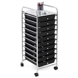 10 Drawer Slim Rolling Storage Utility Cart Black | 34"H Height, Lockable Rolling Casters, Metal Frame, For Classroom Teacher Office Art Craft Scrapbook Paper Supply Storage 10 Drawer Slim Rolling Storage Utility Cart Black | 34"H Height, Lockable Rolling Casters, Metal Frame, For Classroom Teacher Office Art Craft Scrapbook Paper Supply Storage