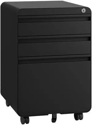 3 Drawer Metal Rolling File Cabinet Under Desk Filing Cabinet Black | 16"W x 18"D x 24"H, Lockable, 5 Wheels, Fully Assembled, Letter/Legal Size, Suitable for Home Office 3 Drawer Metal Rolling File Cabinet Under Desk Filing Cabinet Black | 16"W x 18"D x 24"H, Lockable, 5 Wheels, Fully Assembled, Letter/Legal Size, Suitable for Home Office