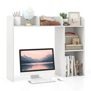 Desk Shelf, 3-Tier Table Top Desktop Bookshelf for 27 Monitor w/ 5 Open Display Racks, Non-Slip Foot Pads & Anti-Tipping Device, Desk Hutch for for Dorm, Office, Home, Study, 29H (White) Desk Shelf, 3-Tier Table Top Desktop Bookshelf for 27 Monitor w/ 5 Open Display Racks, Non-Slip Foot Pads & Anti-Tipping Device, Desk Hutch for for Dorm, Office, Home, Study, 29H (White)