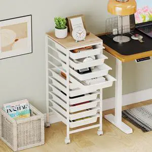 Rolling Cart with Drawers, 10 Drawer Rolling Storage Cart with Wooden Tabletop, Metal Frame & Lockable Wheels, Craft Organizers and Storage for Home Office Classroom (White, 10-Drawer Small) Rolling Cart with Drawers, 10 Drawer Rolling Storage Cart with Wooden Tabletop, Metal Frame & Lockable Wheels, Craft Organizers and Storage for Home Office Classroom (White, 10-Drawer Small)