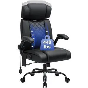 Comfy Computer Chair with Adjustable Lumbar Support (Black) | Executive Office Chair with Headrest Ergonomic Swivel Rolling Office Chair with Flip-up Arms for Work,Study Comfy Computer Chair with Adjustable Lumbar Support (Black) | Executive Office Chair with Headrest Ergonomic Swivel Rolling Office Chair with Flip-up Arms for Work,Study