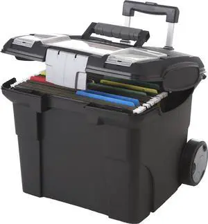 Portable File Box on Wheels, 15 x 16 x 14.25 Inches, Black (61507U01C) Portable File Box on Wheels, 15 x 16 x 14.25 Inches, Black (61507U01C)