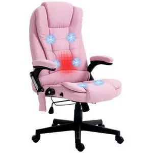 Vinsetto 6 Point Vibrating Massage Office Chair with Heat Pink | Linen High Back Executive Office Chair, Reclining Backrest, Padded Armrests, Remote Vinsetto 6 Point Vibrating Massage Office Chair with Heat Pink | Linen High Back Executive Office Chair, Reclining Backrest, Padded Armrests, Remote