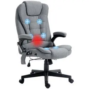 Vinsetto 6 Point Vibrating Massage Office Chair with Heat Gray | Linen High Back Executive Office Chair, Reclining Backrest, Padded Armrests, Remote Vinsetto 6 Point Vibrating Massage Office Chair with Heat Gray | Linen High Back Executive Office Chair, Reclining Backrest, Padded Armrests, Remote