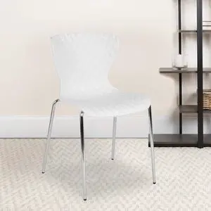 Contemporary Design White Plastic Stack Chair | Contemporary, Contoured Back and Seat, Waterfall Seat Contemporary Design White Plastic Stack Chair | Contemporary, Contoured Back and Seat, Waterfall Seat