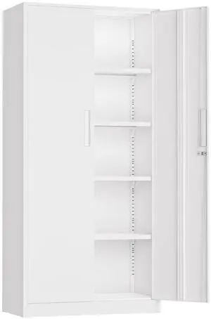 72" Metal Office Storage Locking Cabinet, Lockable Garage Storage Cabinets, High Office Storage Cabinet with Adjustable Shelves for Garage(White) 72" Metal Office Storage Locking Cabinet, Lockable Garage Storage Cabinets, High Office Storage Cabinet with Adjustable Shelves for Garage(White)